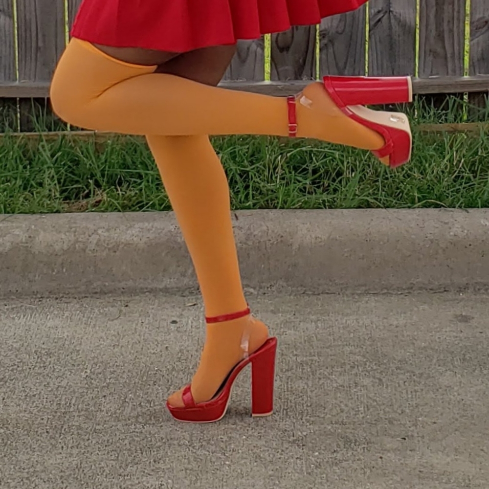 Red Chunky Platform Open Toe Heels❤️‍🔥